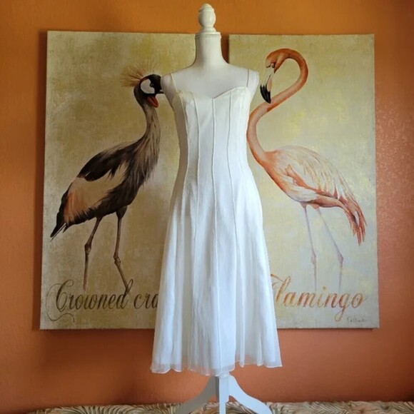 Rubber Ducky Productions, Inc. Dresses & Skirts - Rubber Ducky Productions 100% Silk Ballet Midi Dress White Sweetheart Medium